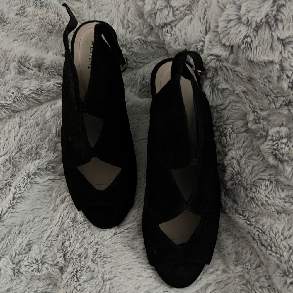 Black suede strap boots